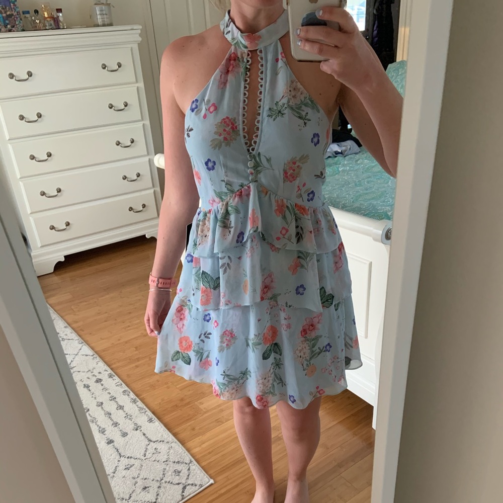 Express Floral Keyhole Dress